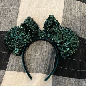Dark Green velour and sequin Minnie ears!! New